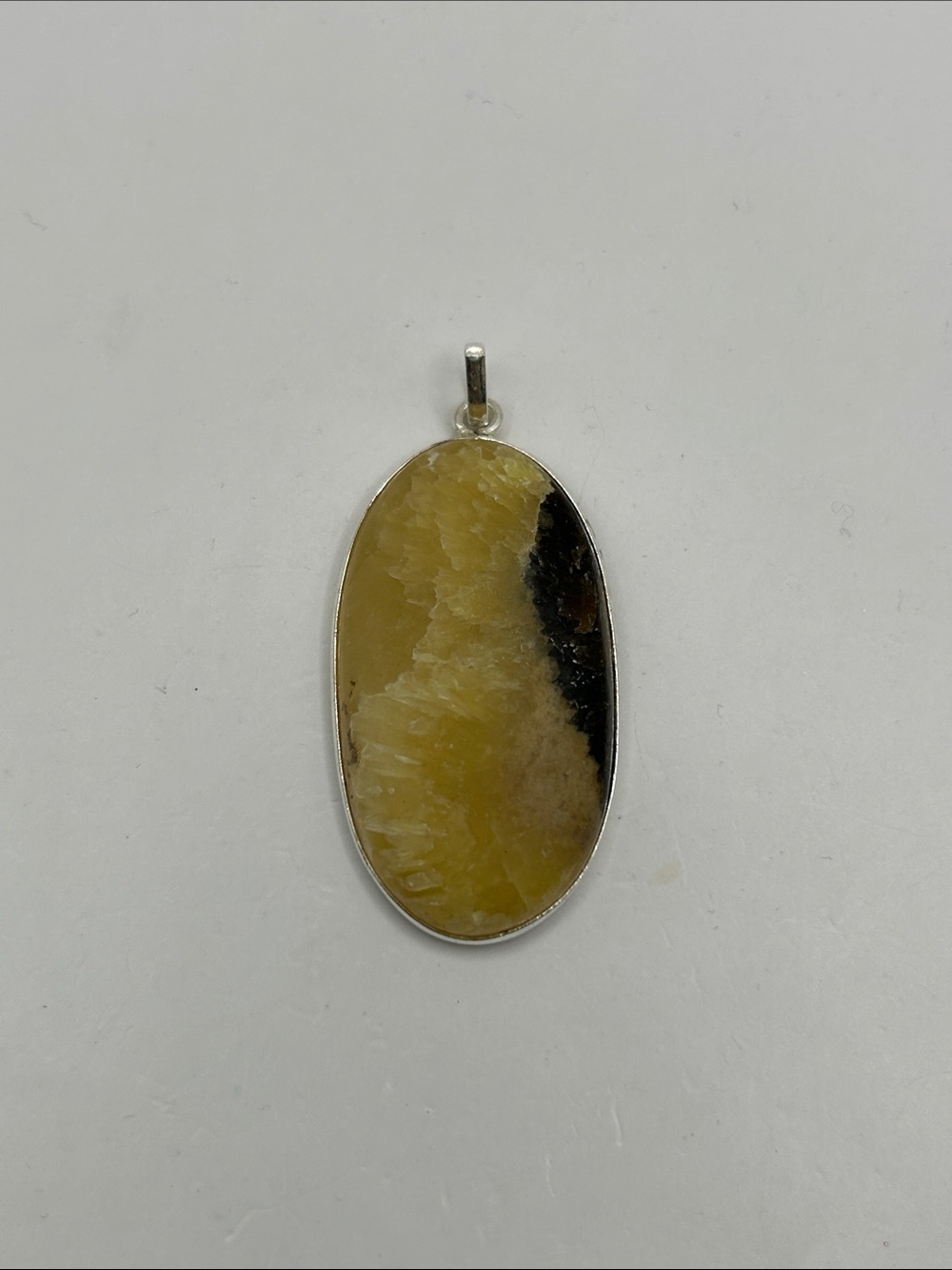 Natural Septarian Nodule Oval 925 Sterling Silver Pendant
